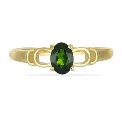 BUY REAL CHROME DIOPSIDE GEMSTONE GOLD PLATED RING IN 925 SILVER